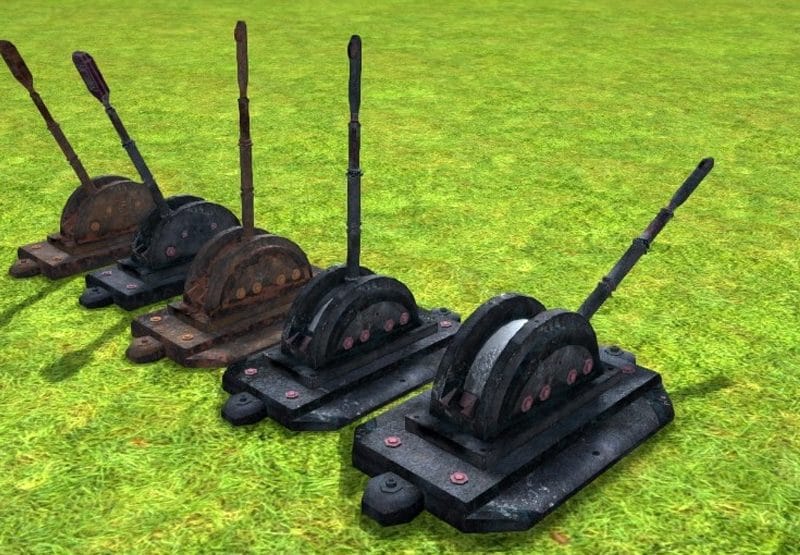 5 levers on the grass 3d